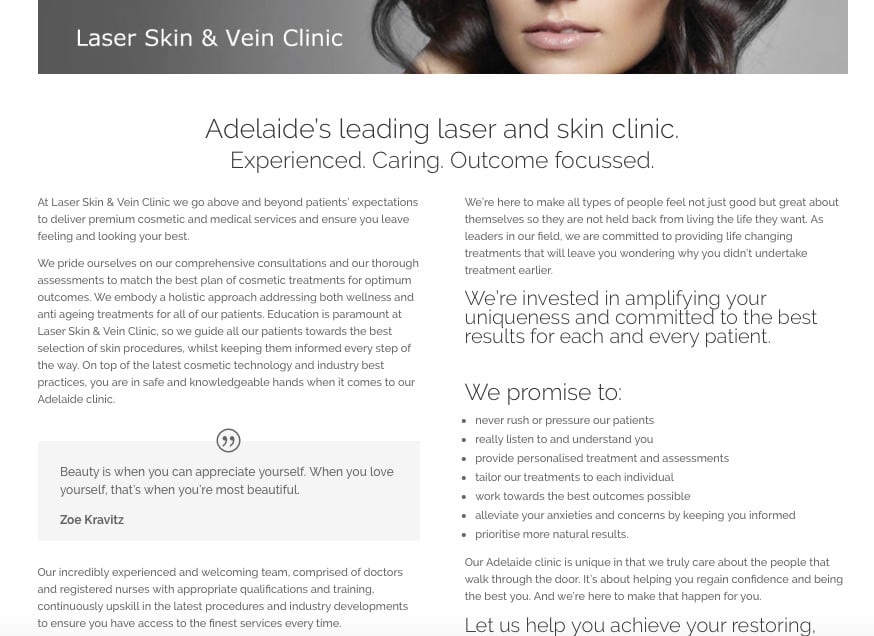 copywriting services skin clinic